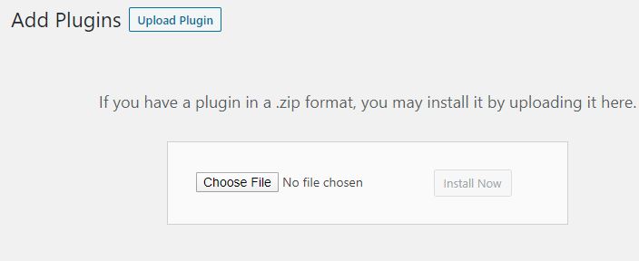 Wordpress Plugin Upload Screen